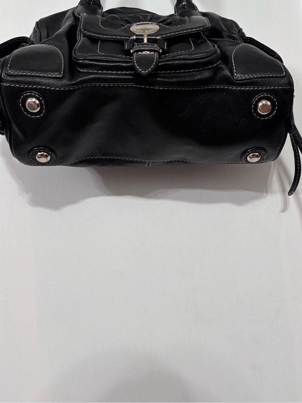 Marc by Marc Jacobs vintage Black Pebbled Satchel Zip Buckle Logo Silver HW - Picture 7 of 15